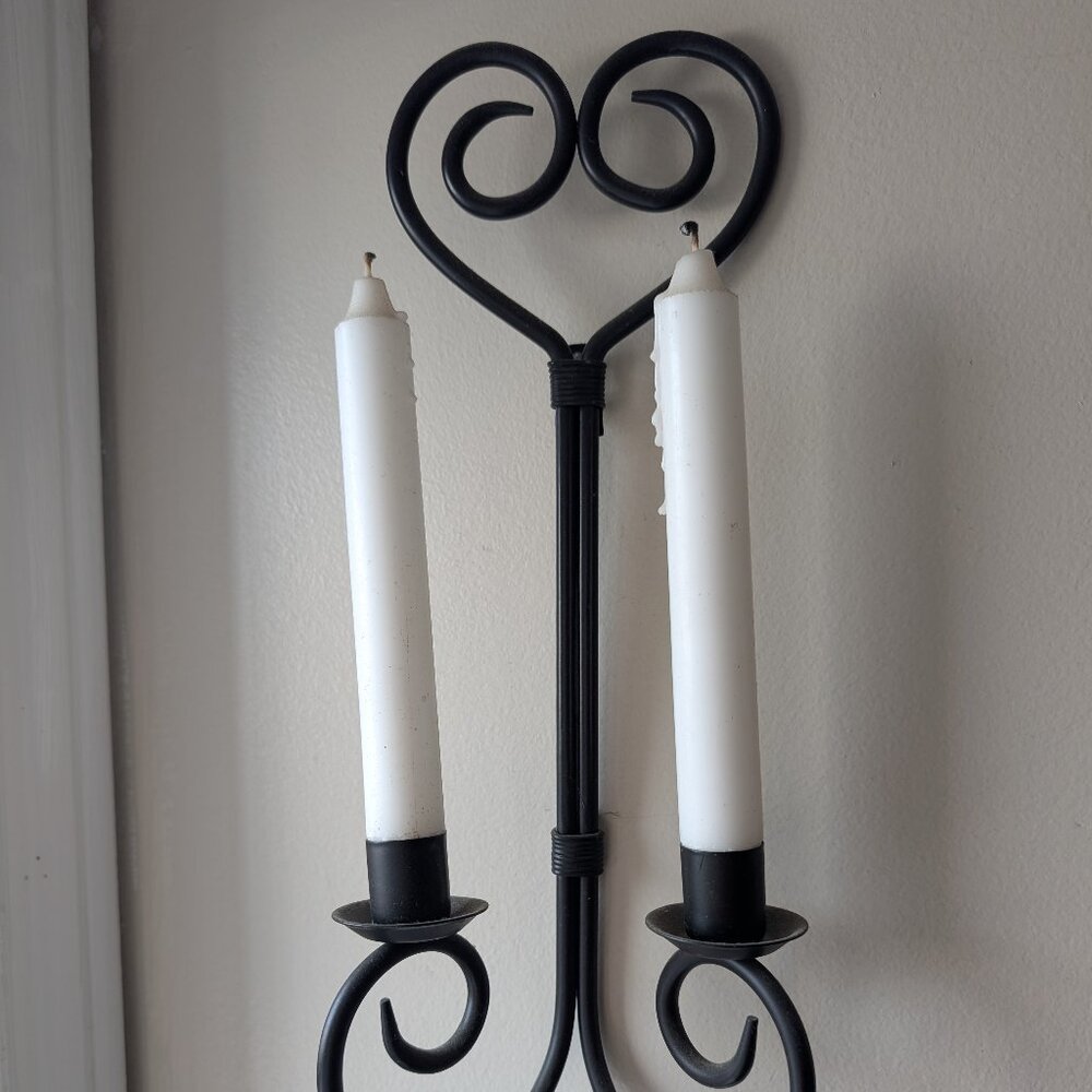 Set of 2 Wrought Iron Wall Sconce Candle Holders